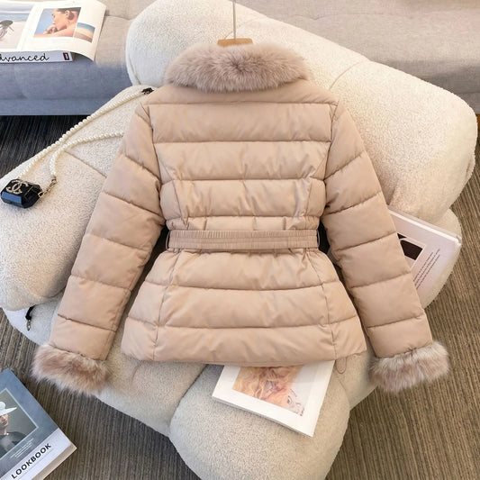 Women's Fur-Collar Hooded Padded Jacket