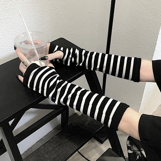 Striped Fingerless Arm Warmers