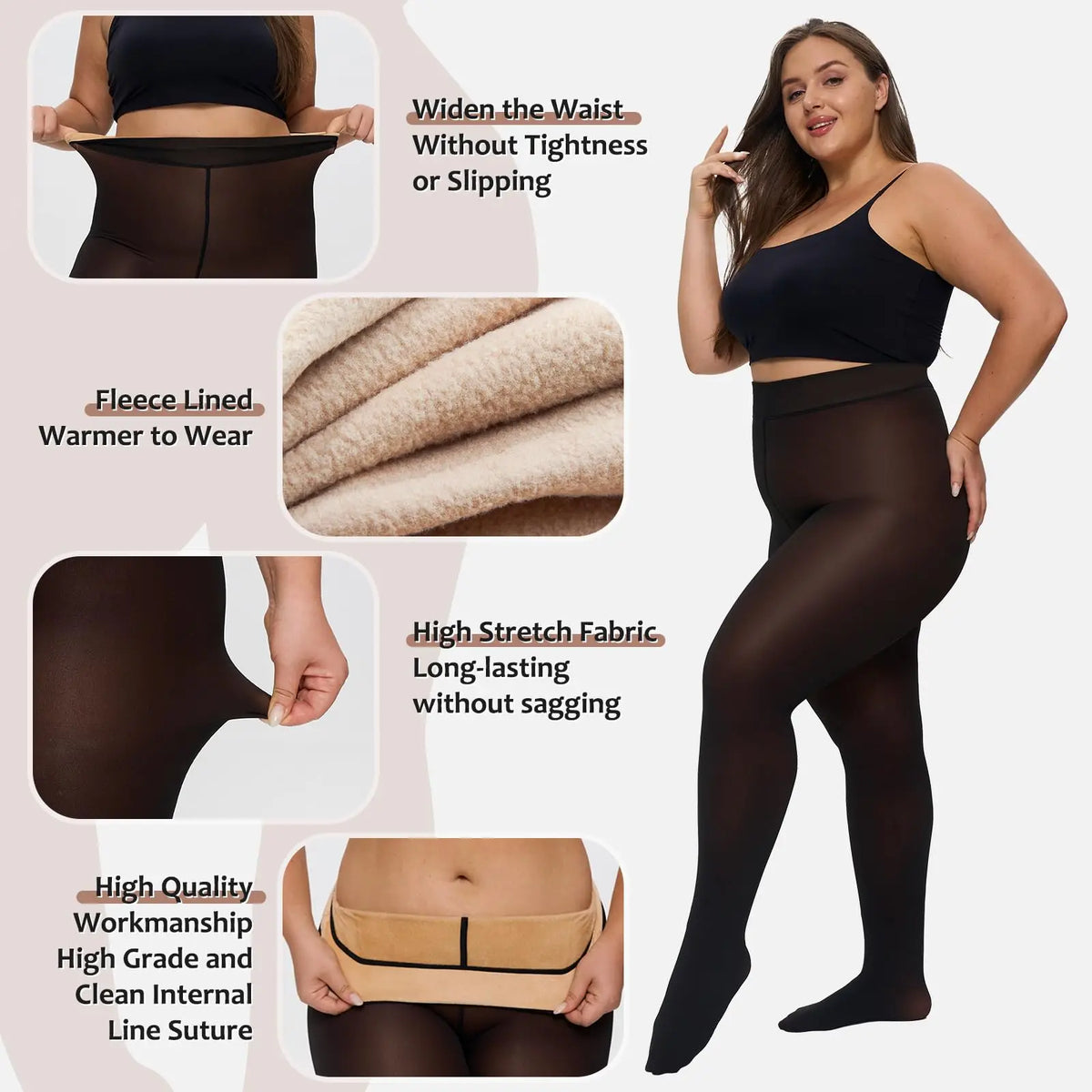 Translucent Thick Fleece Lined Leggings