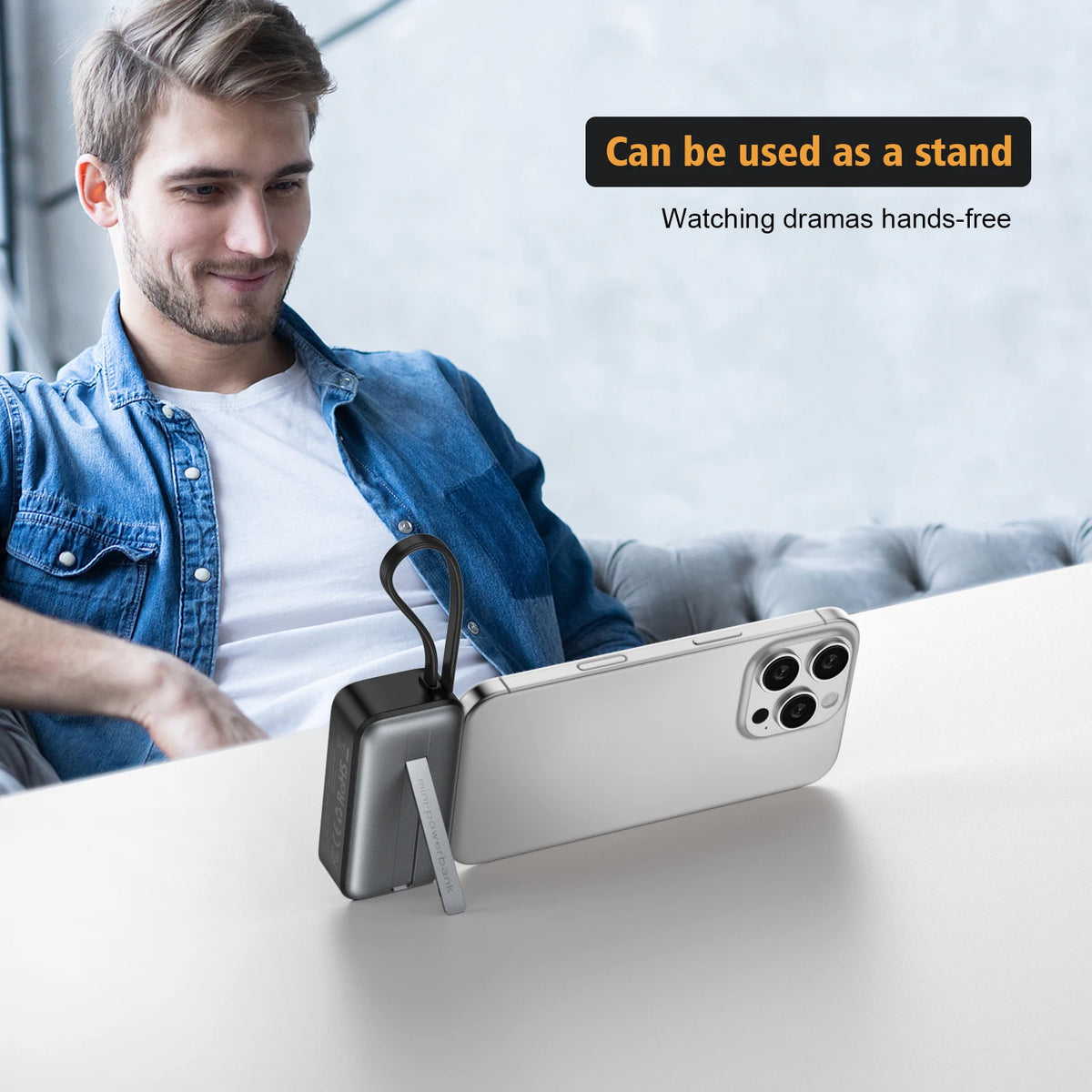 5000mAh Magnetic Wireless Charging Stand & Power Bank