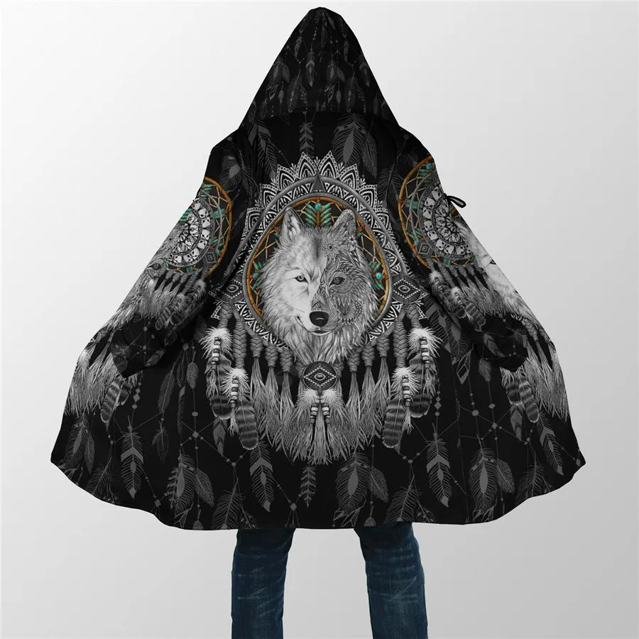 Unisex 3D Wolf Hooded Fleece Cloak