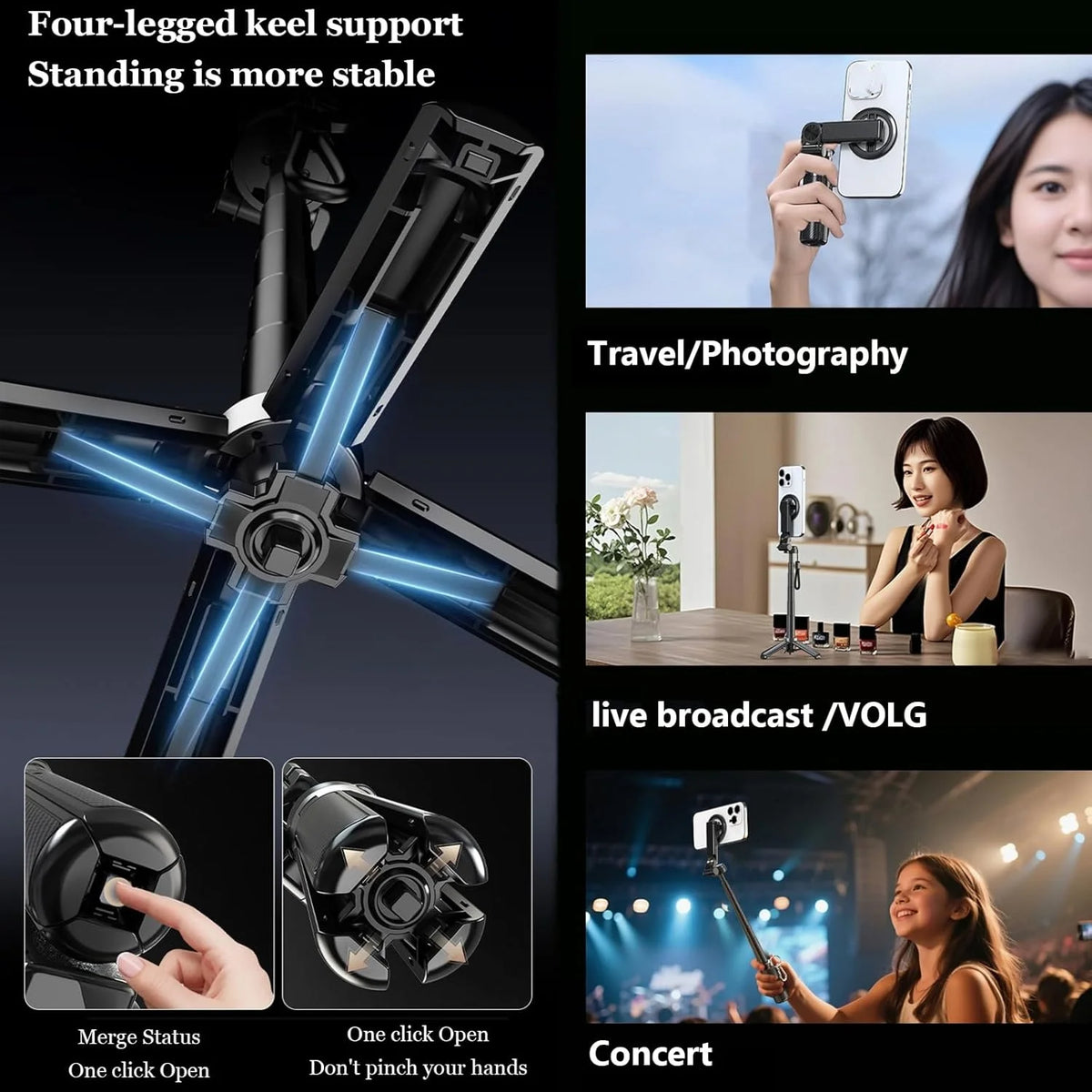 4-in-1 Magnetic Selfie Stick & Tripod