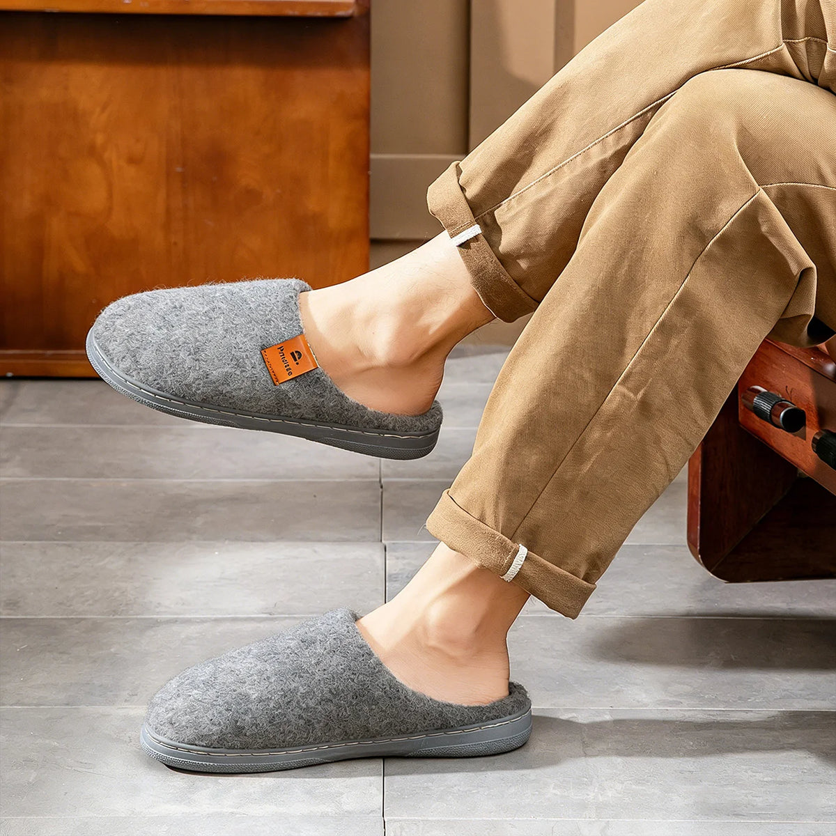 Men's Felt Platform House Slippers