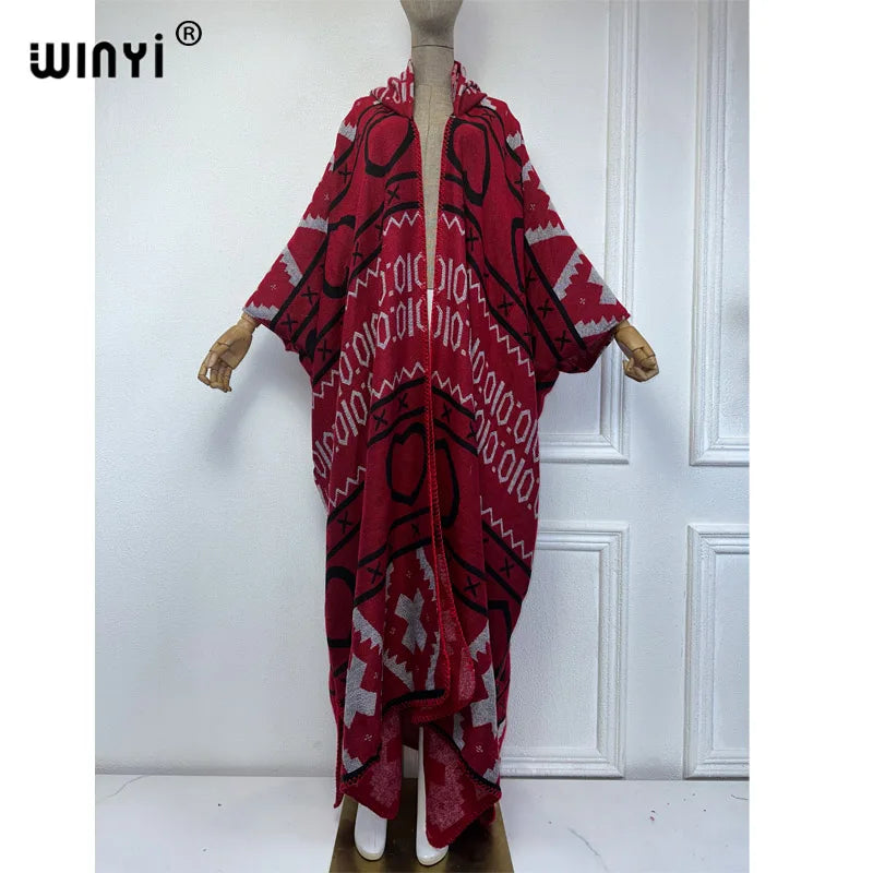 Women's Hooded Plaid Poncho Coat