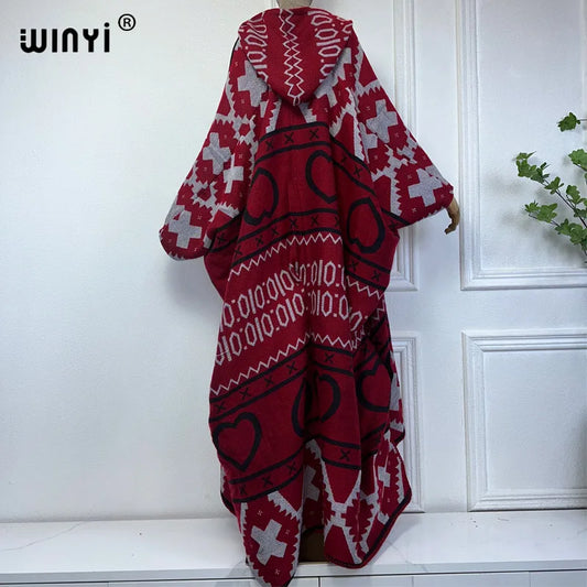 Women's Hooded Plaid Poncho Coat