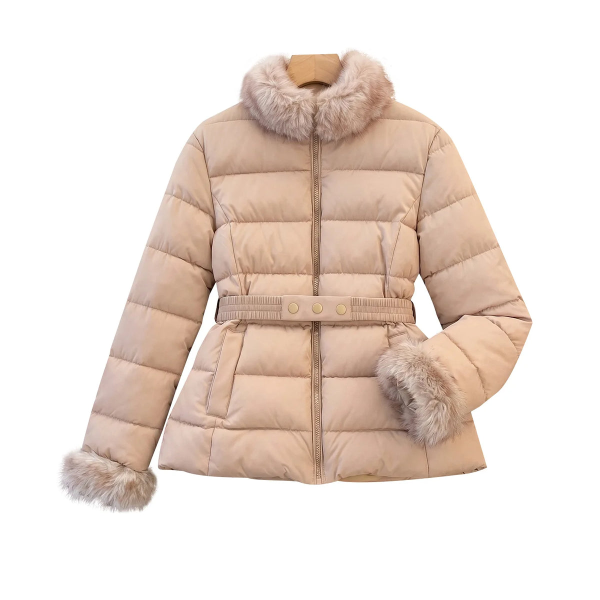 Women's Fur-Collar Hooded Padded Jacket