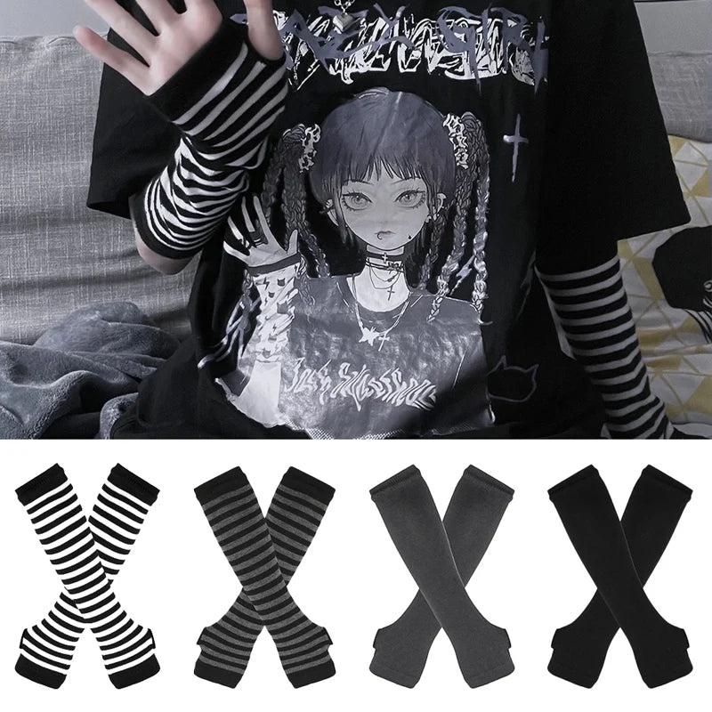 Striped Fingerless Arm Warmers