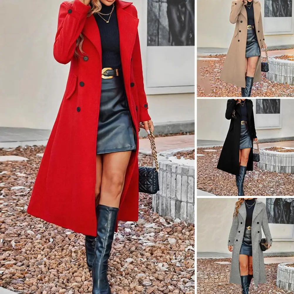 Women's Double-Breasted Long Winter Coat
