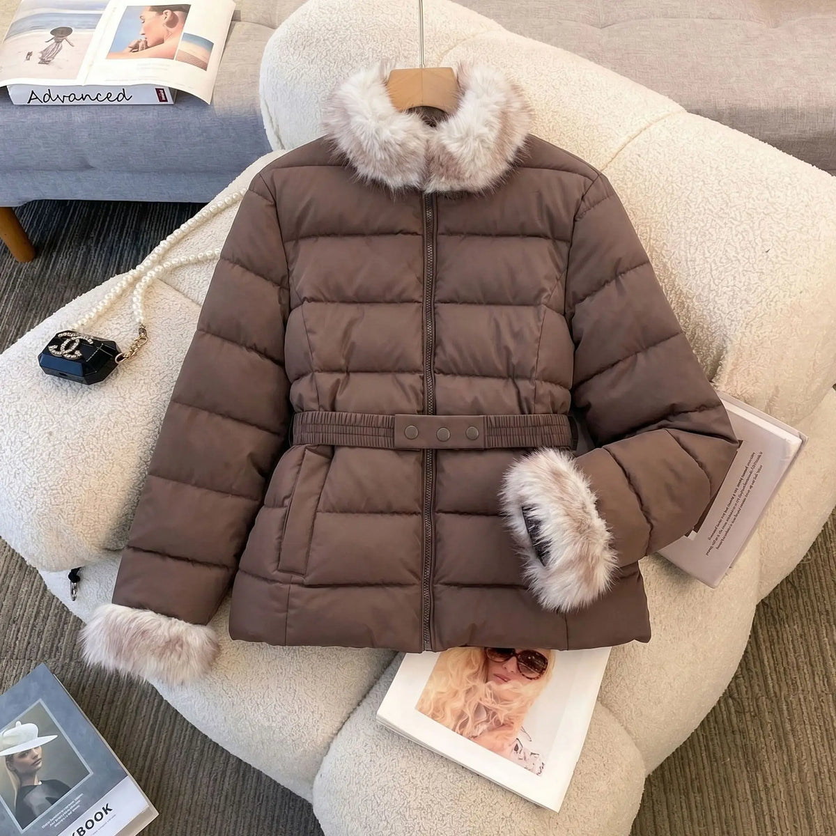 Women's Fur-Collar Hooded Padded Jacket