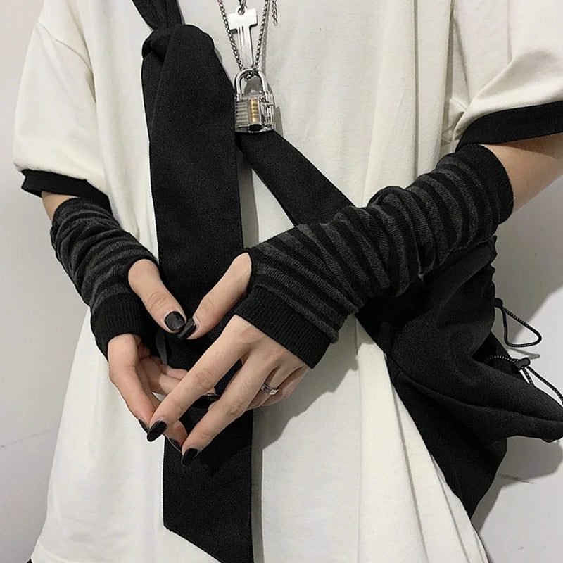 Striped Fingerless Arm Warmers