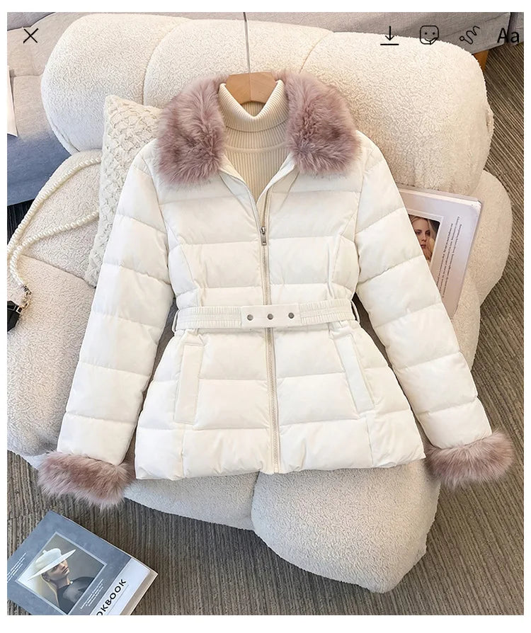 Women's Fur-Collar Hooded Padded Jacket