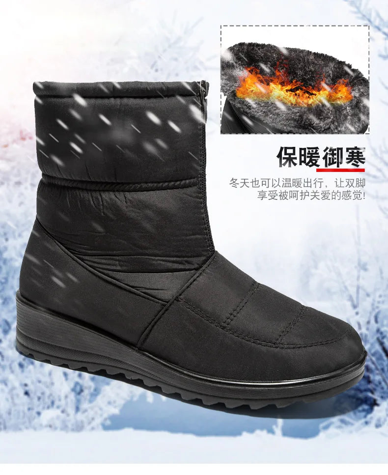 Women's Plush-Lined Wedge Winter Boots