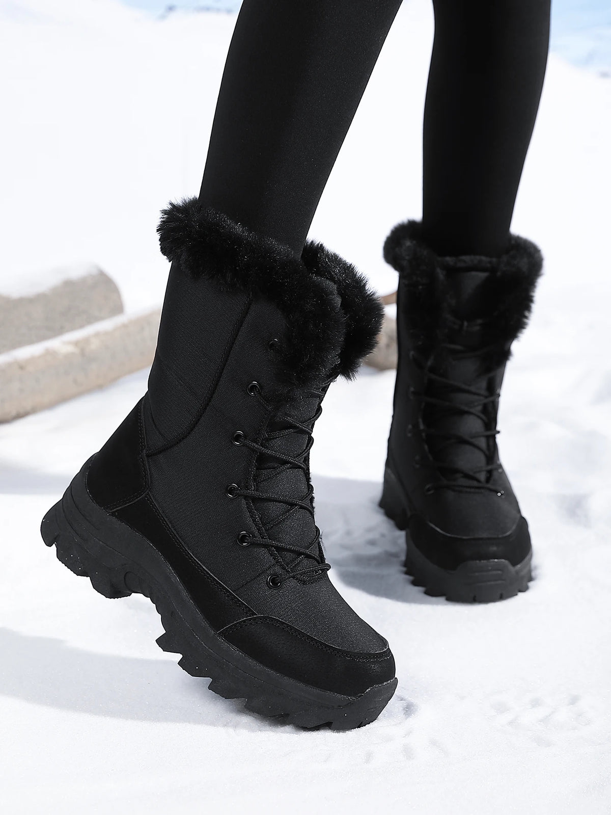 Women's High-Top Fleece Snow Boots