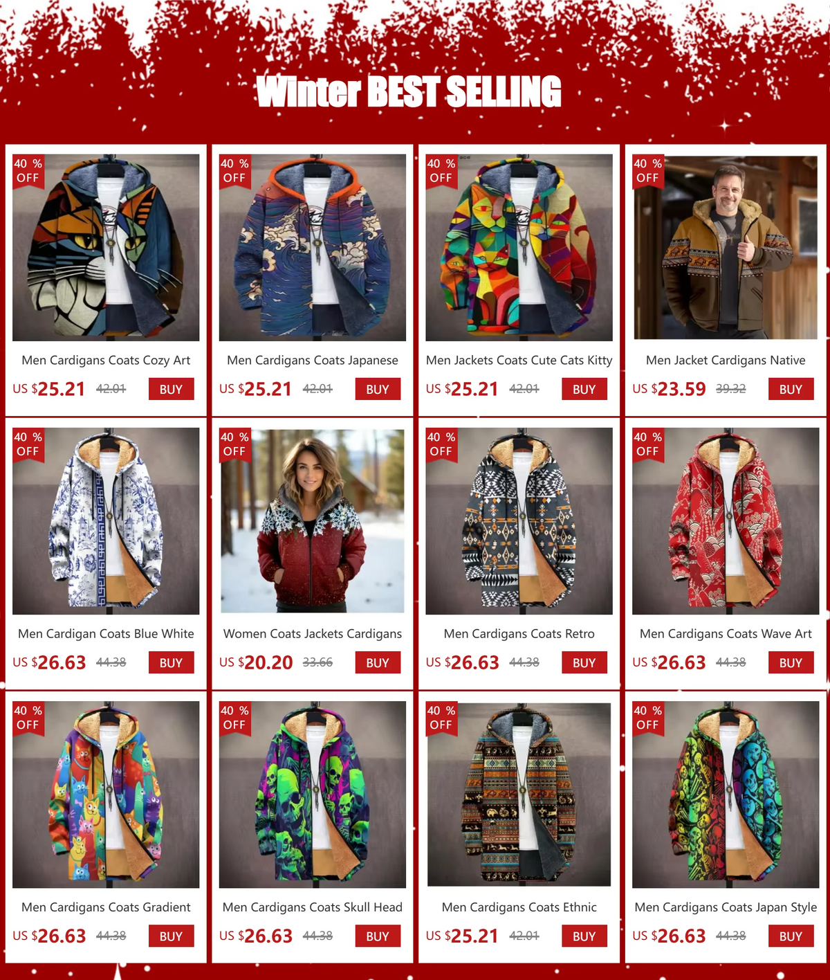 Unisex Christmas Fleece Hooded Jacket