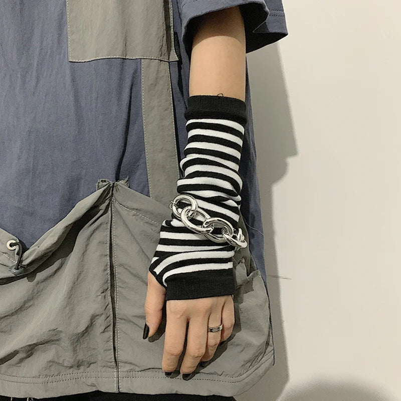 Striped Fingerless Arm Warmers