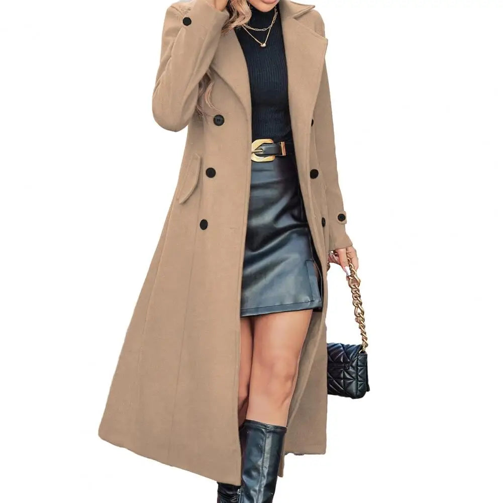 Women's Double-Breasted Long Winter Coat