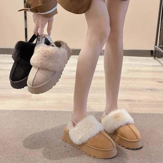 Women's Fur-Lined Slip-On Snow Boots