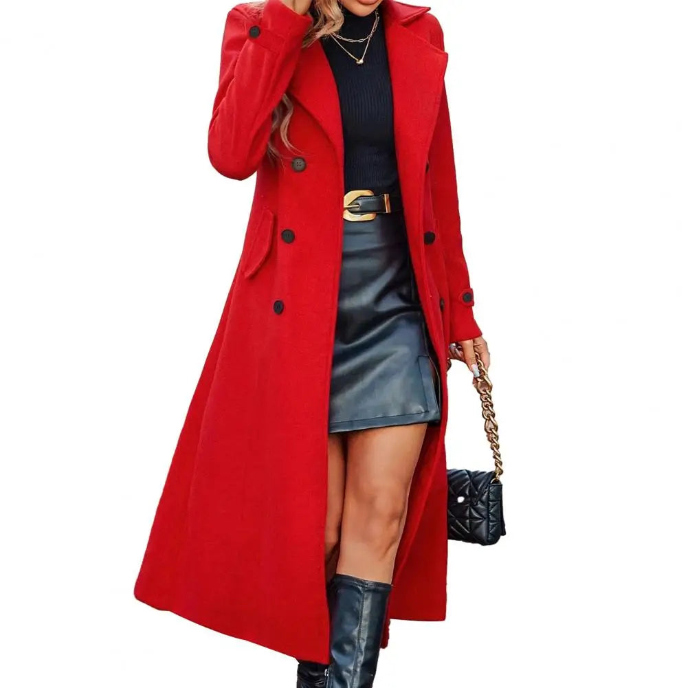 Women's Double-Breasted Long Winter Coat