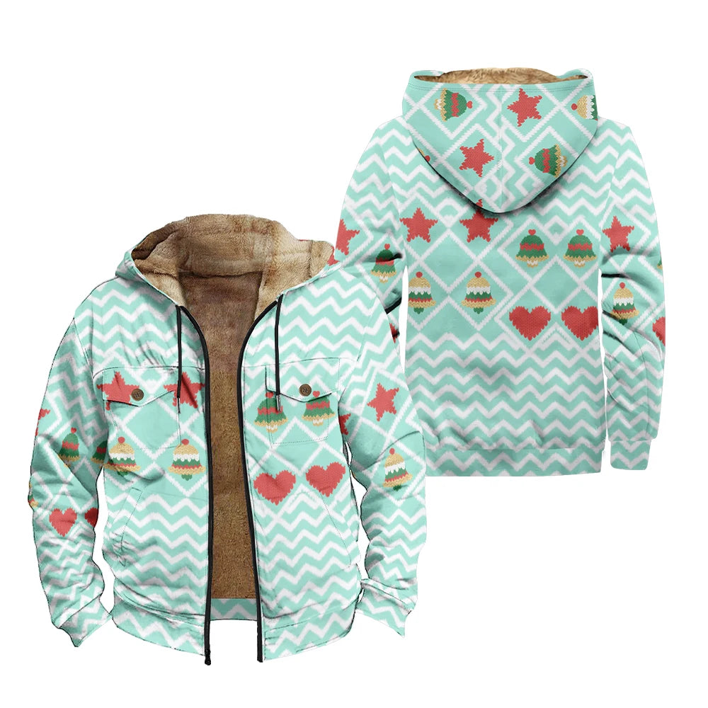 Unisex Christmas Fleece Hooded Jacket