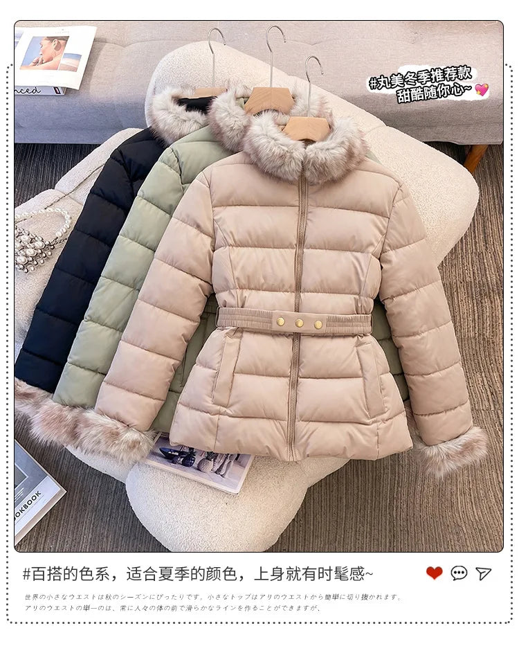 Women's Fur-Collar Hooded Padded Jacket